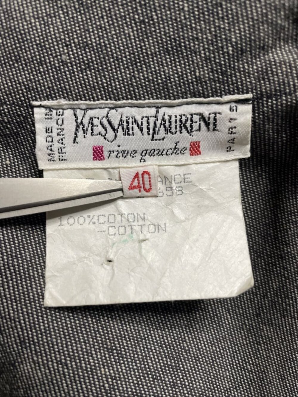 Yves Saint Laurent Rive Gauche Vintage 90s Denim Button Up Strapless Dress Sz 40 - Picture 6 of 8
